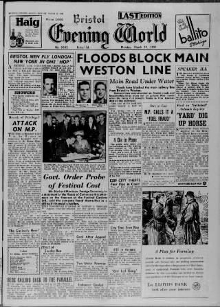 cover page of Bristol Evening World published on March 19, 1951