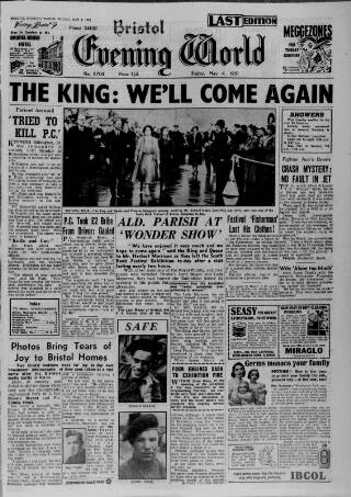 cover page of Bristol Evening World published on May 4, 1951