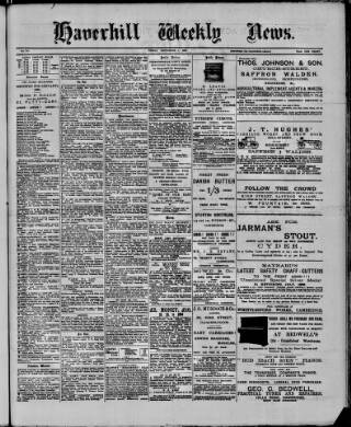 cover page of Haverhill Weekly News published on September 8, 1893