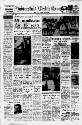 cover page of Huddersfield and Holmfirth Examiner published on May 2, 1970