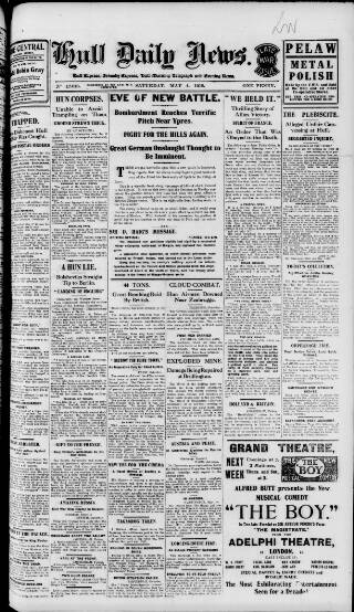 cover page of Hull Daily News published on May 4, 1918