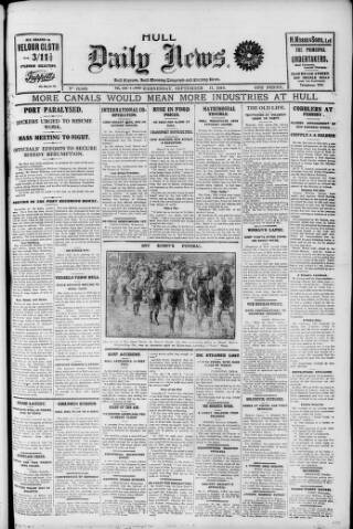 cover page of Hull Daily News published on September 17, 1919