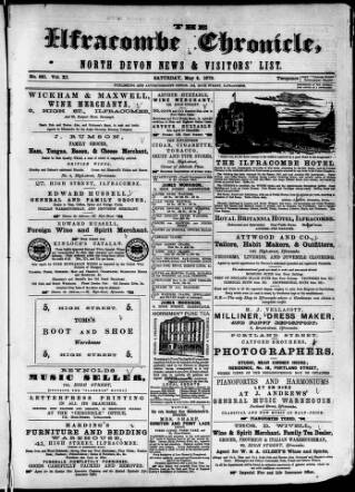 cover page of Ilfracombe Chronicle published on May 4, 1872