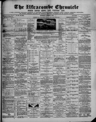 cover page of Ilfracombe Chronicle published on August 2, 1879