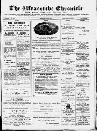 cover page of Ilfracombe Chronicle published on June 18, 1887