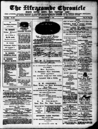 cover page of Ilfracombe Chronicle published on December 14, 1889