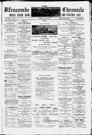 cover page of Ilfracombe Chronicle published on June 18, 1892