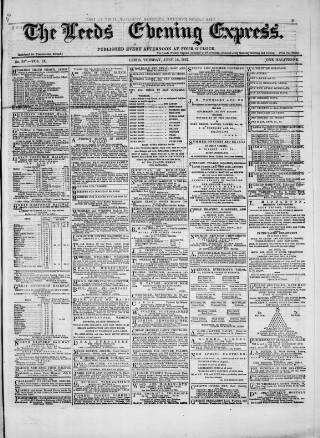 cover page of Leeds Evening Express published on June 18, 1867
