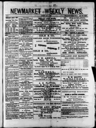 cover page of Newmarket Weekly News published on May 4, 1889