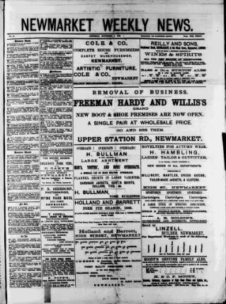 cover page of Newmarket Weekly News published on November 2, 1889
