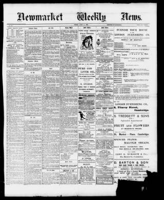 cover page of Newmarket Weekly News published on June 17, 1898