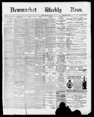 cover page of Newmarket Weekly News published on September 16, 1898
