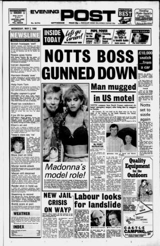 cover page of Nottingham Evening Post published on May 2, 1990