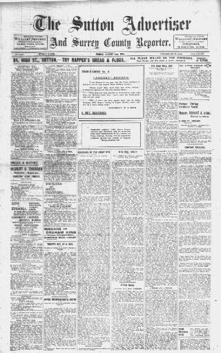 cover page of Sutton & Epsom Advertiser published on August 2, 1918