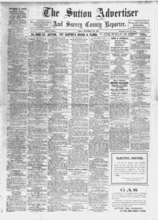 cover page of Sutton & Epsom Advertiser published on September 17, 1920