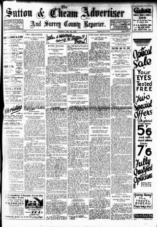 cover page of Sutton & Epsom Advertiser published on May 4, 1933