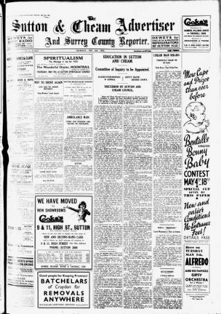 cover page of Sutton & Epsom Advertiser published on May 2, 1935