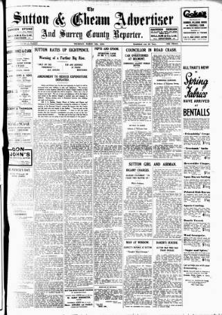 cover page of Sutton & Epsom Advertiser published on March 19, 1936