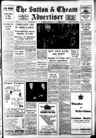 cover page of Sutton & Epsom Advertiser published on June 18, 1953