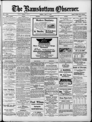 cover page of Ramsbottom Observer published on May 4, 1917