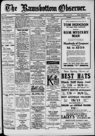 cover page of Ramsbottom Observer published on May 2, 1924