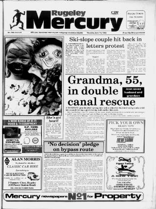 cover page of Rugeley Mercury published on June 18, 1992
