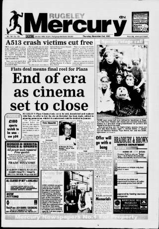 cover page of Rugeley Mercury published on November 2, 1995
