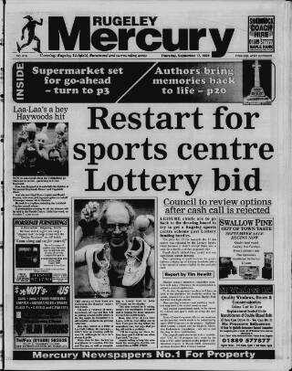 cover page of Rugeley Mercury published on September 17, 1998