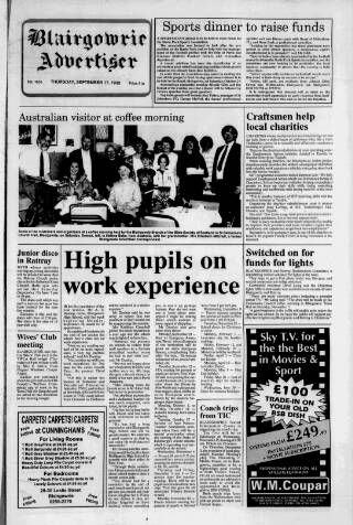 cover page of Blairgowrie Advertiser published on September 17, 1992