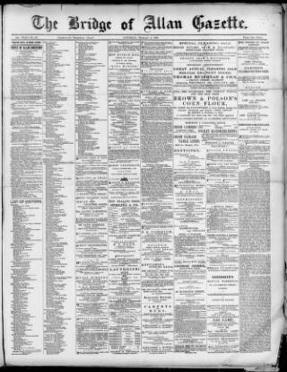 cover page of Bridge of Allan Gazette published on February 2, 1889