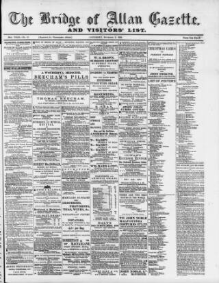 cover page of Bridge of Allan Gazette published on November 2, 1895