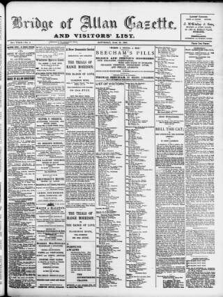 cover page of Bridge of Allan Gazette published on June 18, 1904