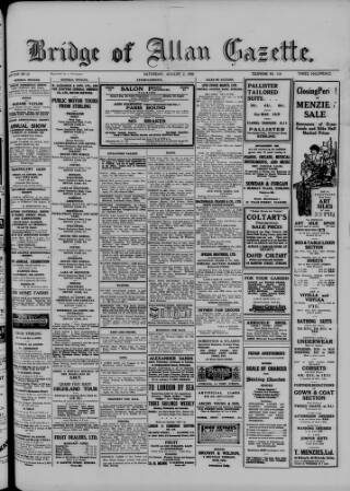 cover page of Bridge of Allan Gazette published on August 2, 1930