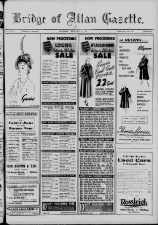 cover page of Bridge of Allan Gazette published on September 17, 1949