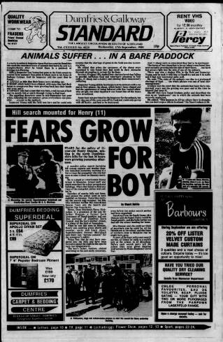 cover page of Dumfries and Galloway Standard published on September 17, 1986