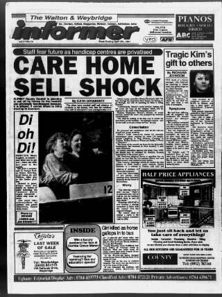 cover page of Walton & Weybridge Informer published on April 5, 1991