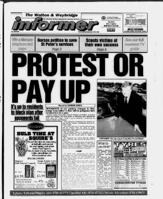 cover page of Walton & Weybridge Informer published on September 17, 1993
