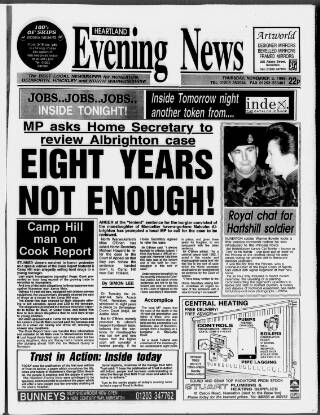 cover page of Heartland Evening News published on November 2, 1995