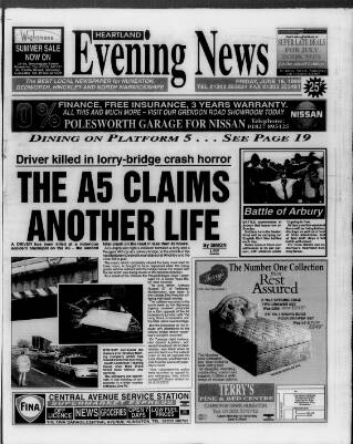 cover page of Heartland Evening News published on June 18, 1999