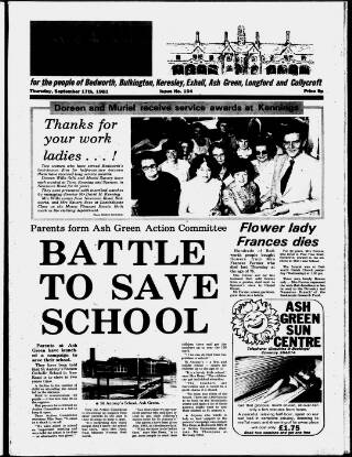 cover page of Bedworth Echo published on September 17, 1981