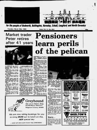 cover page of Bedworth Echo published on March 19, 1992
