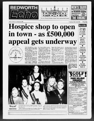 cover page of Bedworth Echo published on May 2, 1996