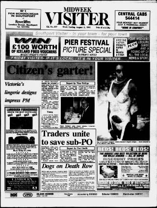 cover page of Midweek Visiter (Southport) published on August 2, 1991