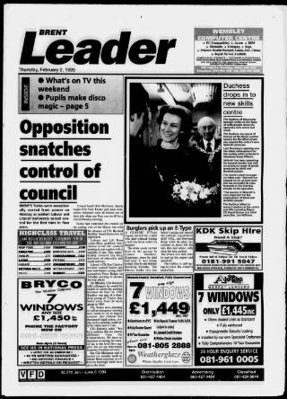 cover page of Brent Leader published on February 2, 1995