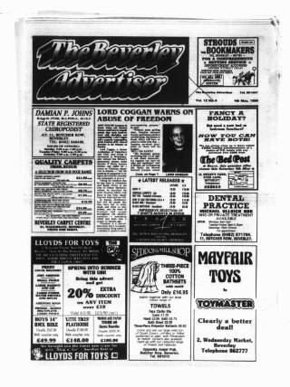 cover page of Beverley Advertiser published on May 4, 1990