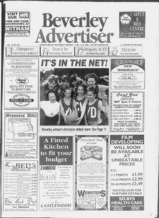 cover page of Beverley Advertiser published on June 18, 1993