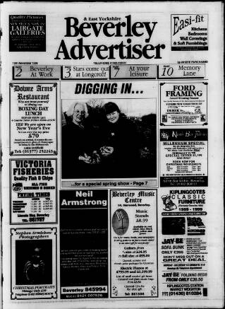 cover page of Beverley Advertiser published on November 12, 1999