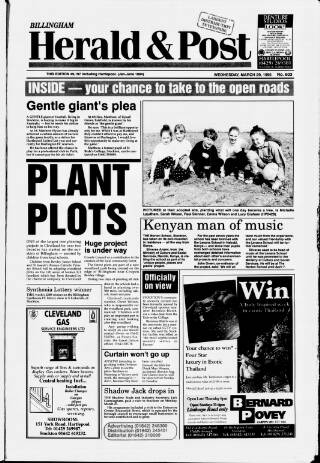 cover page of Billingham & Norton Advertiser published on March 29, 1995