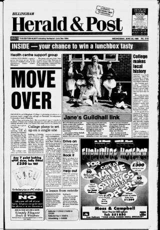 cover page of Billingham & Norton Advertiser published on June 28, 1995