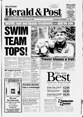 cover page of Billingham & Norton Advertiser published on September 27, 1995